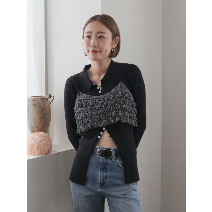 ラメコンビフリンジニットビスチェ | Ungrid | 詳細画像9 