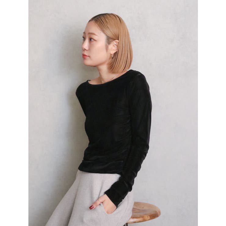 バックオープンドットシアーベロアロングスリーブTee | Ungrid | 詳細画像10 
