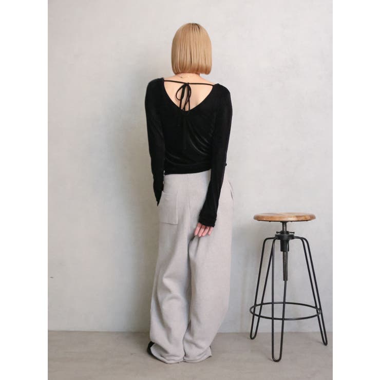 バックオープンドットシアーベロアロングスリーブTee | Ungrid | 詳細画像13 