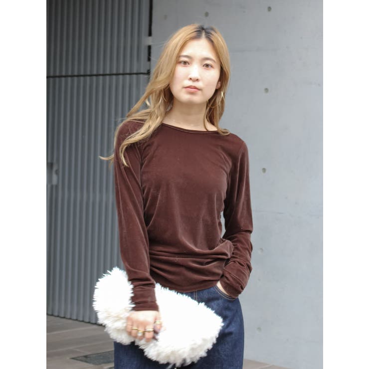 バックオープンドットシアーベロアロングスリーブTee | Ungrid | 詳細画像15 