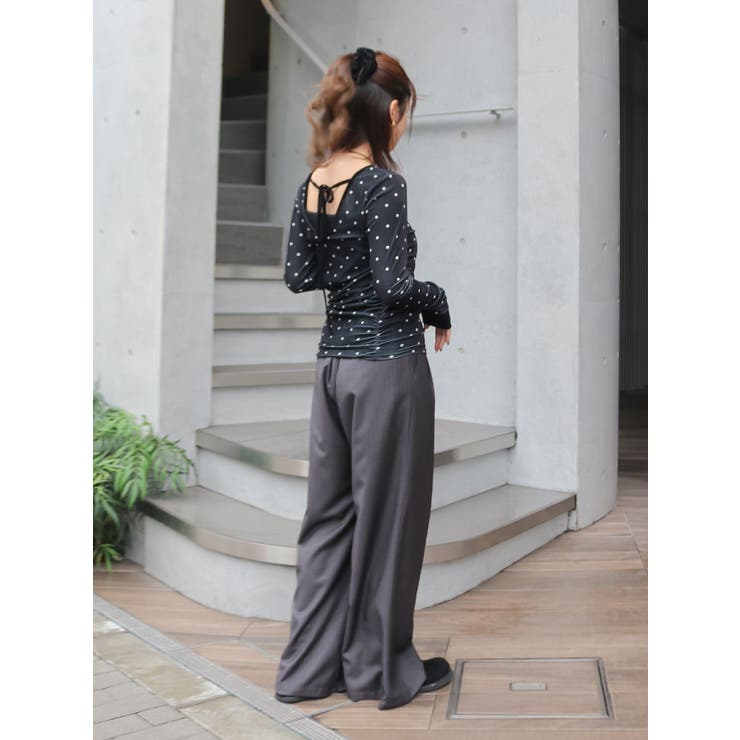 バックオープンドットシアーベロアロングスリーブTee | Ungrid | 詳細画像26 