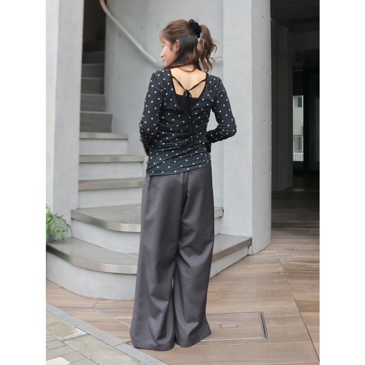 バックオープンドットシアーベロアロングスリーブTee | Ungrid | 詳細画像27 