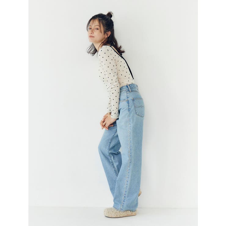 バックオープンドットシアーベロアロングスリーブTee | Ungrid | 詳細画像6 