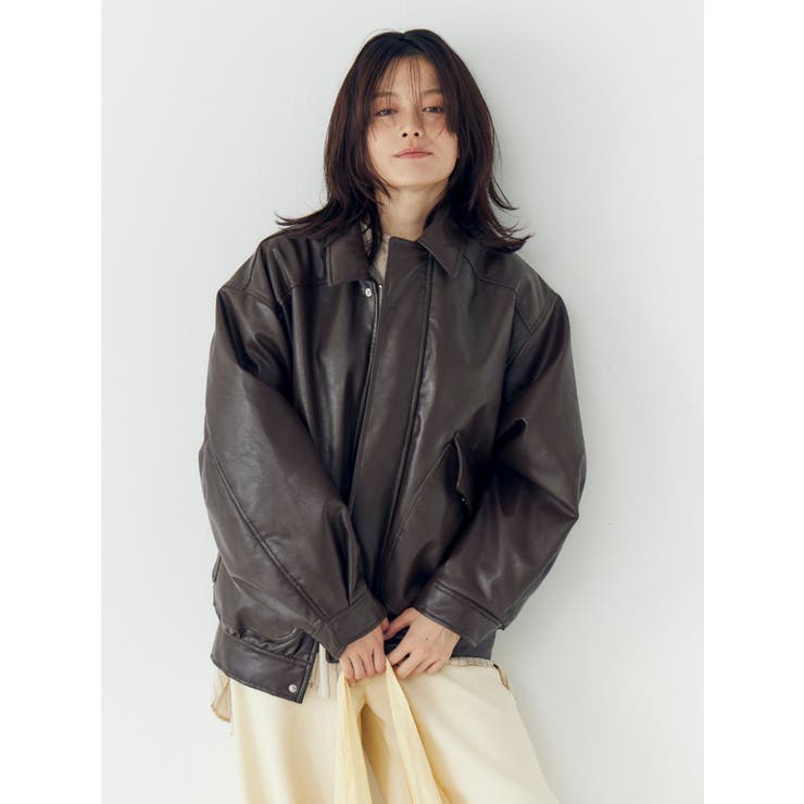 ポケットデザインフェイクレザーブルゾン | Ungrid | 詳細画像12 