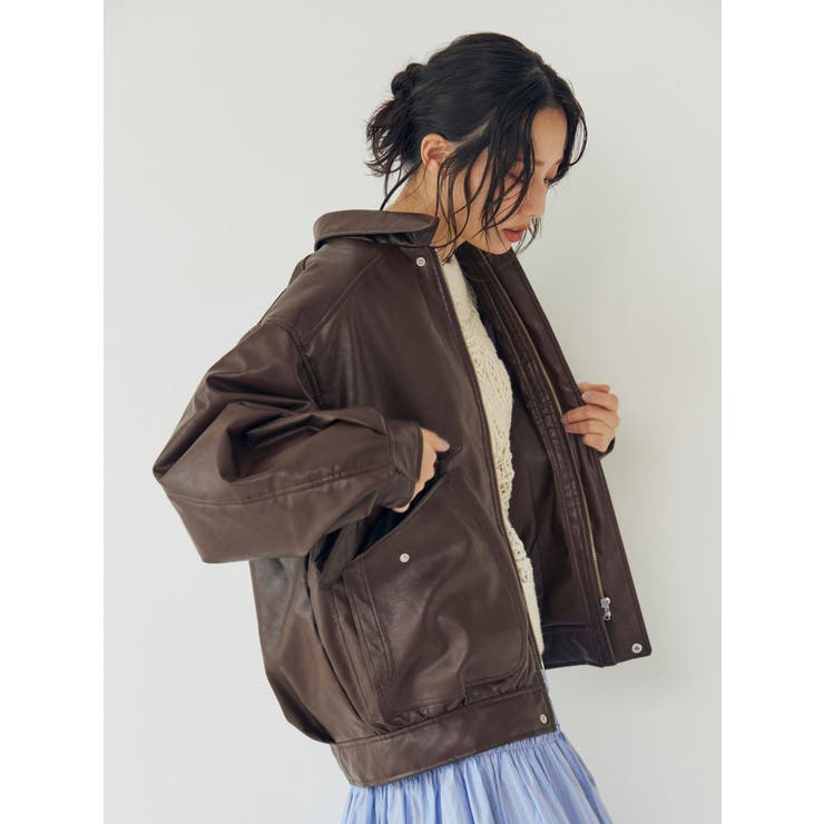 ポケットデザインフェイクレザーブルゾン | Ungrid | 詳細画像7 