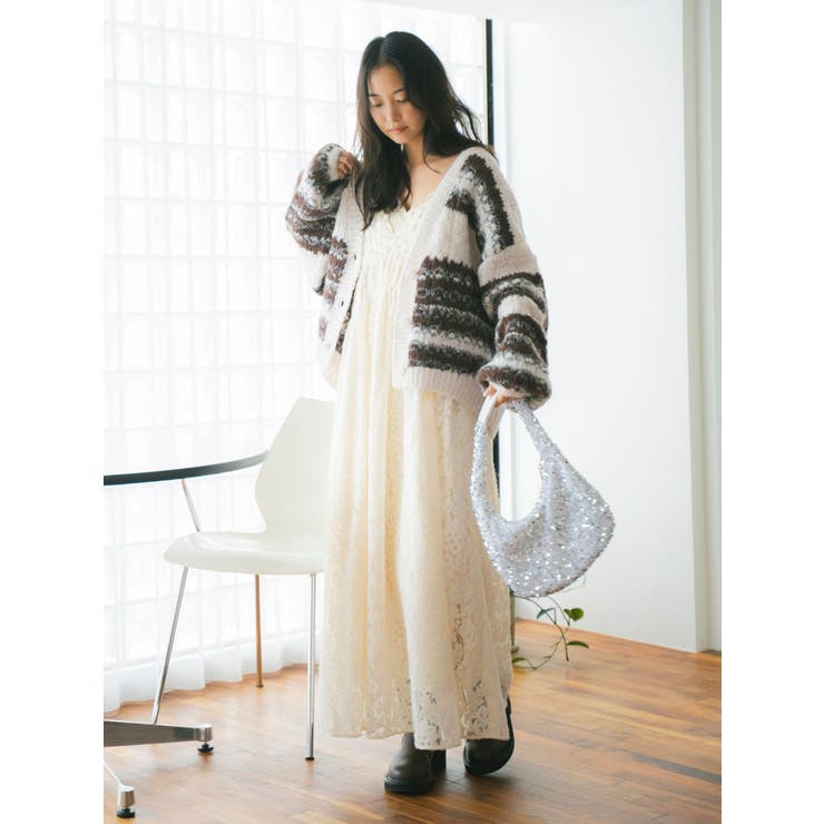 バテン起毛レースキャミワンピース | Ungrid | 詳細画像3 