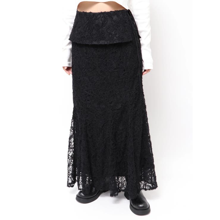 ブラック | 起毛レースマーメイドスカート | Ungrid