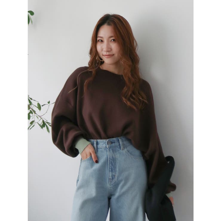 ブラウン | コットン混ショートルーズニット | Ungrid