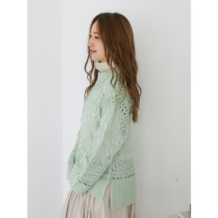 レーシー刺繍ルーズニット | Ungrid | 詳細画像18 