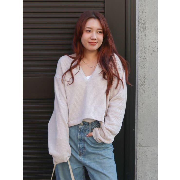 アイボリー | モールダブルフェイスロングスリーブTee | Ungrid