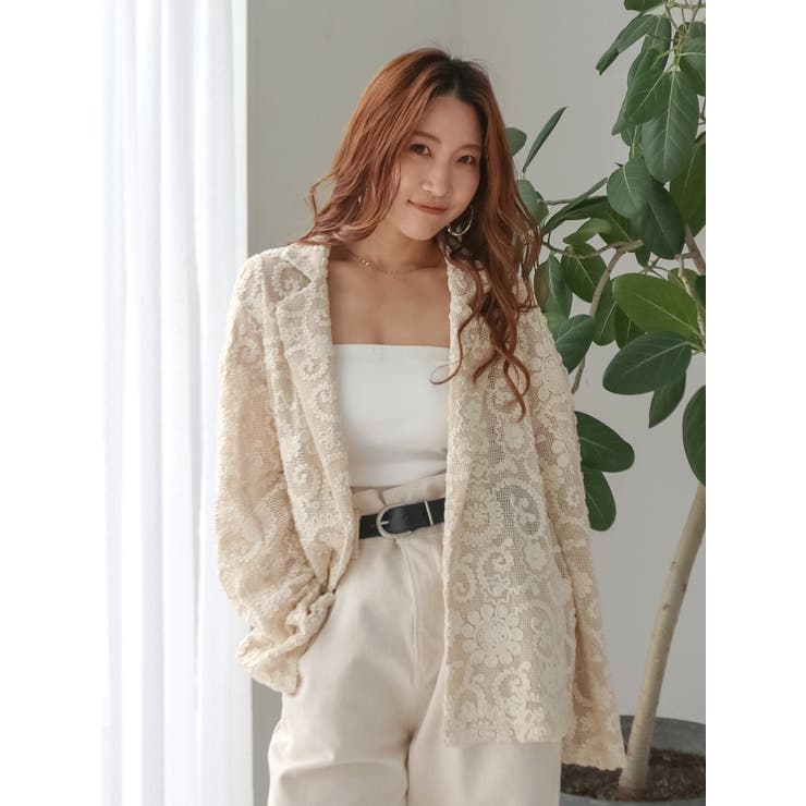 アイボリー | レーステーラードジャケット | Ungrid