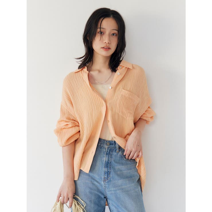 オレンジ | 楊柳ビッグルーズシャツ | Ungrid