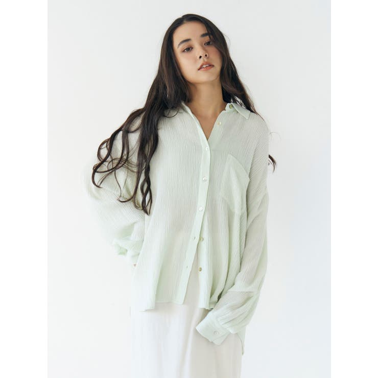 グリーン | 楊柳ビッグルーズシャツ | Ungrid