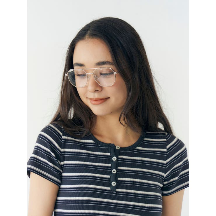 シルバー | ダブルラインフレーム伊達メガネ | Ungrid