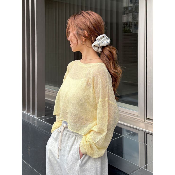 イエロー | シアーショートニット | Ungrid