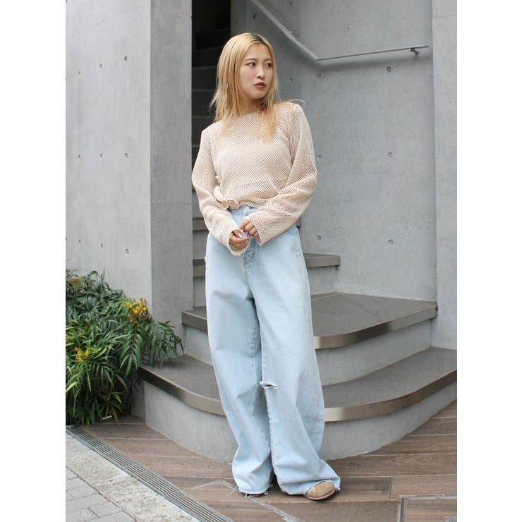 モチーフデザインメッシュロングスリーブTee | Ungrid | 詳細画像19 