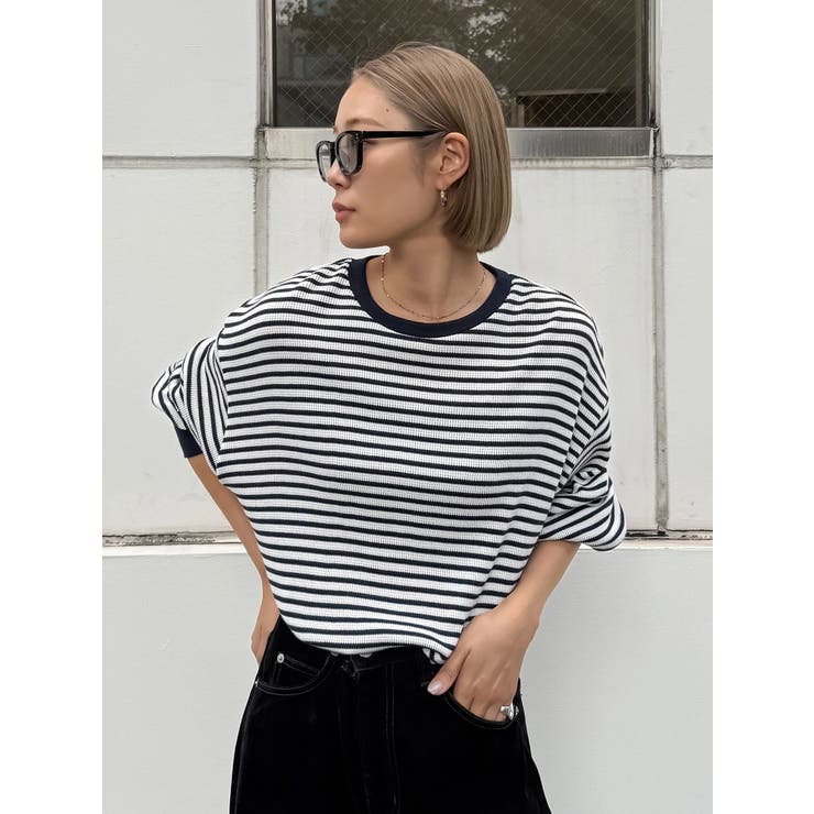 ネイビー | 【WEB限定】スリーブボリュームワッフルロングスリーブTee | Ungrid