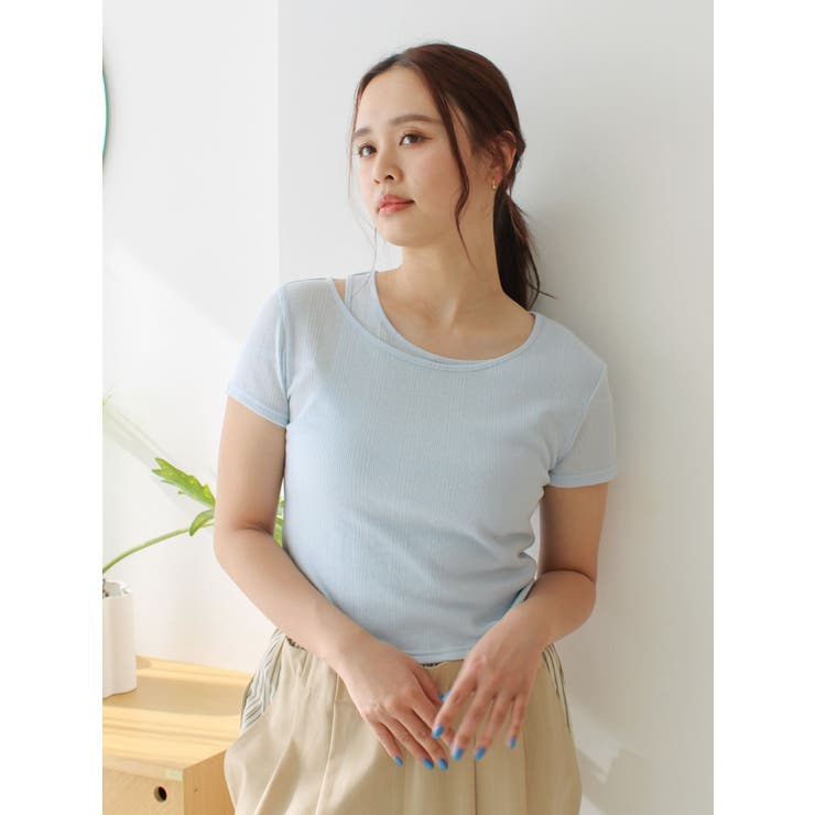 ブルー | ショルダーデザインシアーTee | Ungrid
