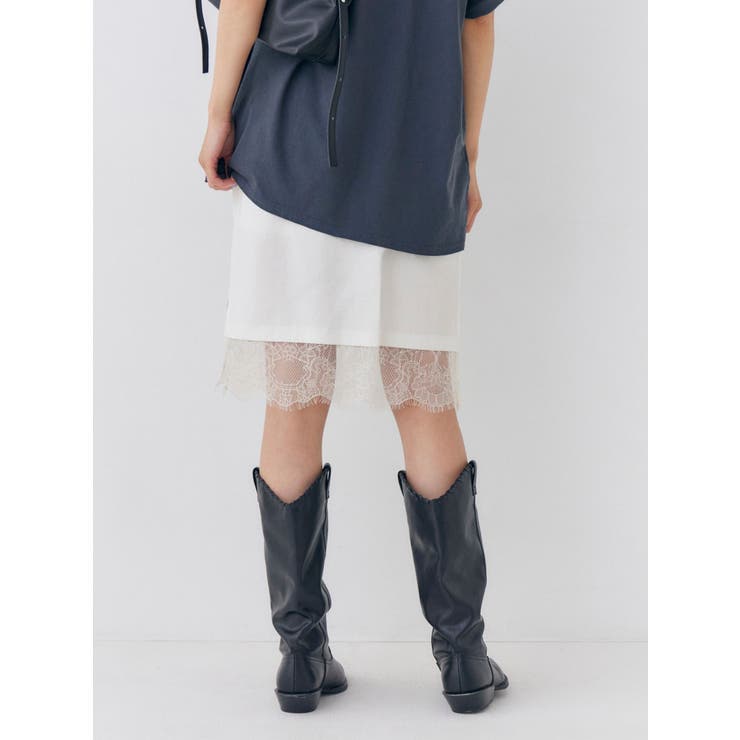 ミドル丈タックデザインサテンスカート | Ungrid | 詳細画像4 