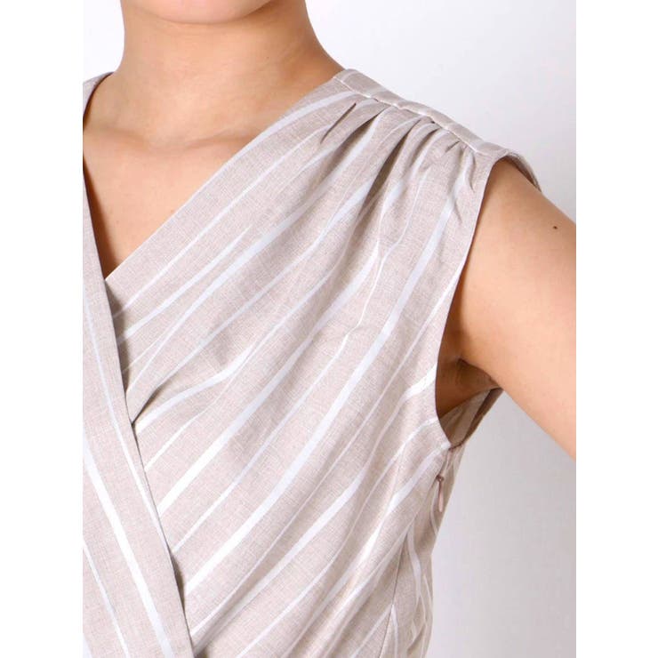 ★M&S Collection リネンリッチストライプフレア 淑女ワンピ★ ストライプワンピース[品番：MKSW0036162]｜RESEXXY（リゼクシー