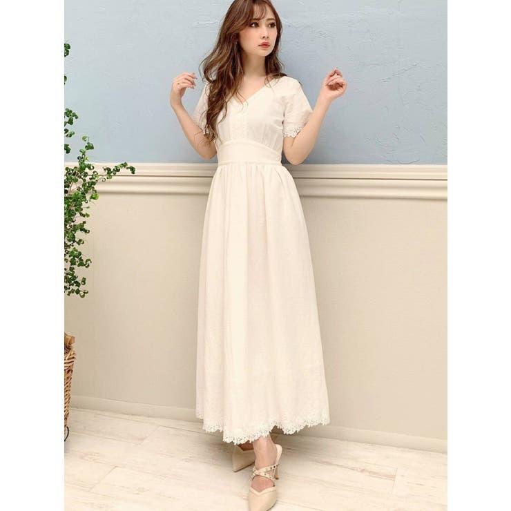 オフホワイト | コットンレースマキシワンピース | RESEXXY