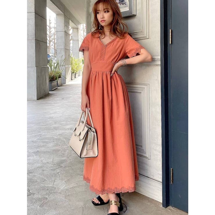オレンジ | コットンレースマキシワンピース | RESEXXY