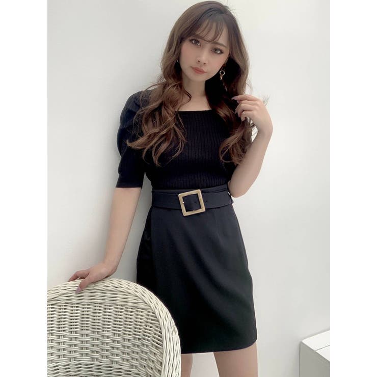 ベルテッドハイウエストマーメイドスカート