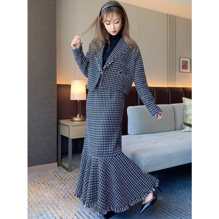 ツイードテーラードジャケット【セットアップ着用可能】[品番