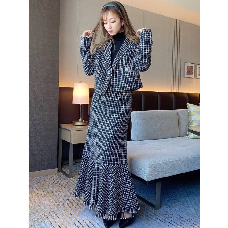 ツイードテーラードジャケット【セットアップ着用可能】[品番