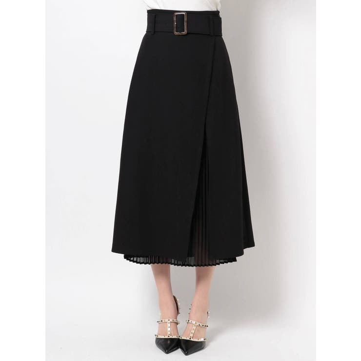 レザレクション　プリーツスカート 黒 セール】MATINEE LINE/レザーライクプリーツスカート/583858