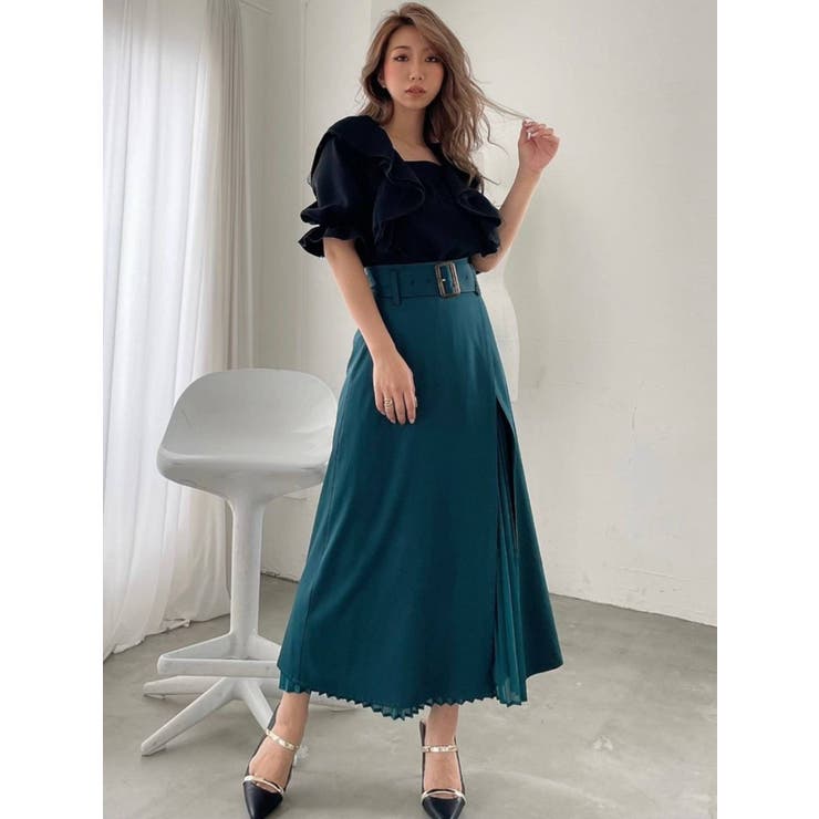 新品 定価8 kolor 2way レイヤード プリーツ スカート グリーン