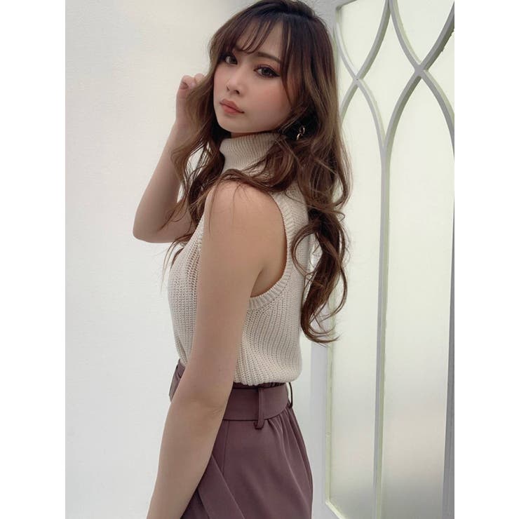 極美品☆FOXEY NEW YORK ノースリーブ タートル トップス 38 黒 スタイルデリ 新涼感ノースリーブニットトップス ブラック 美品