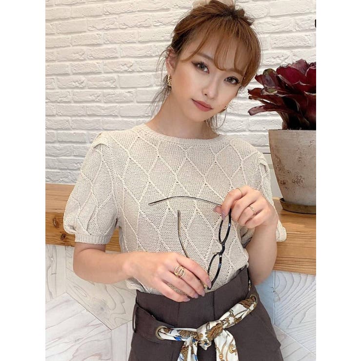 アイボリー | ダイヤデザインニットトップス | RESEXXY