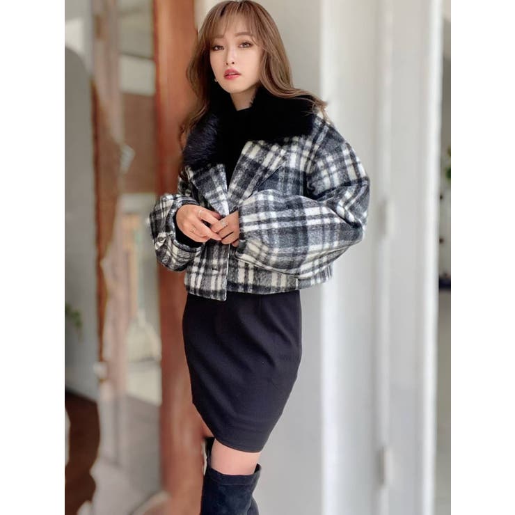 ファー付きクロップドジャケット 短丈 ファー付クロップドジャケット[品番：MKSW0040481]｜RESEXXY