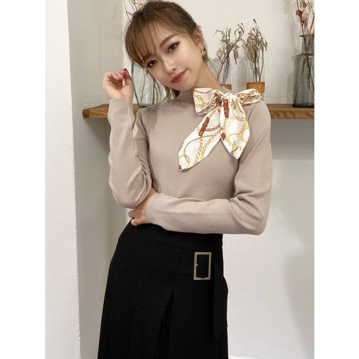 スカーフデザインニットTOPS[品番：MKSW0040517]｜RESEXXY