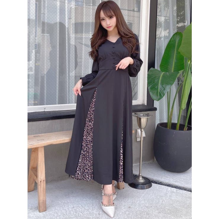 dazzlinコラボ＞ジップカラーコルセットワンピース[品番