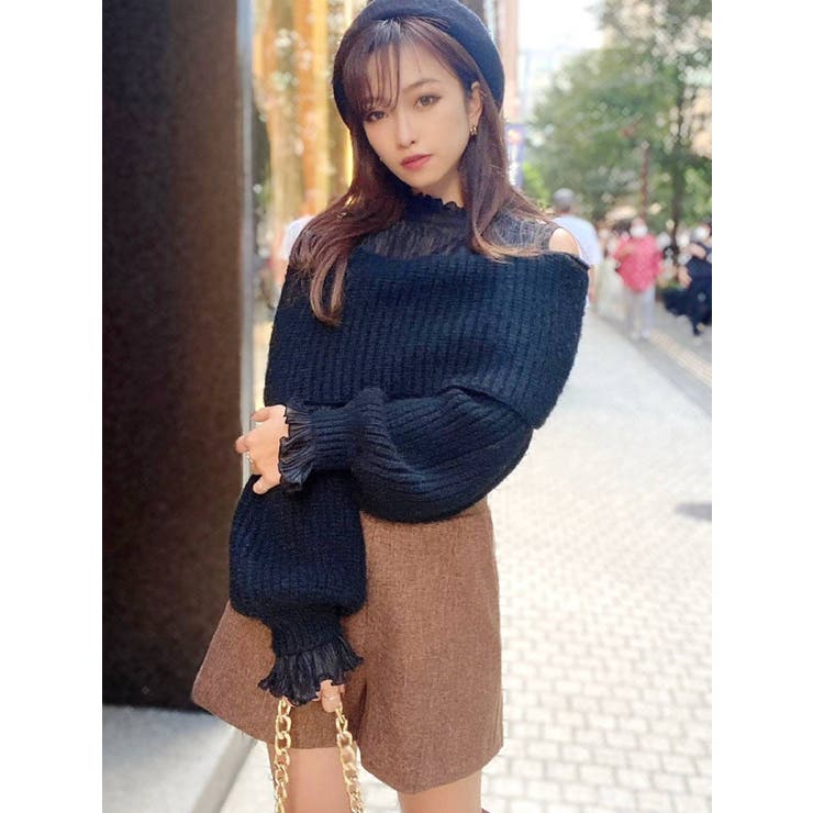 ブラック | シアーオフショルニットTOPS | RESEXXY