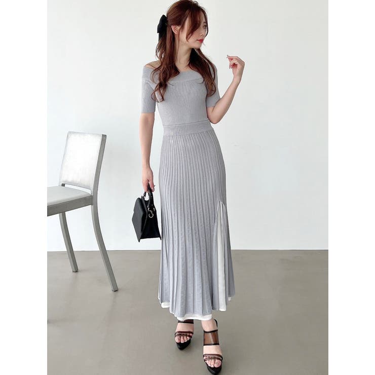 【即購入/値下げ可】DALLA オフショルダー プリーツニットワンピース ru1147_v12.jpg