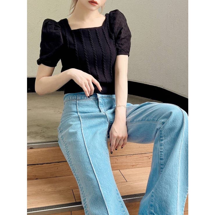 マテリアルミックスショートニット | RESEXXY | 詳細画像1 