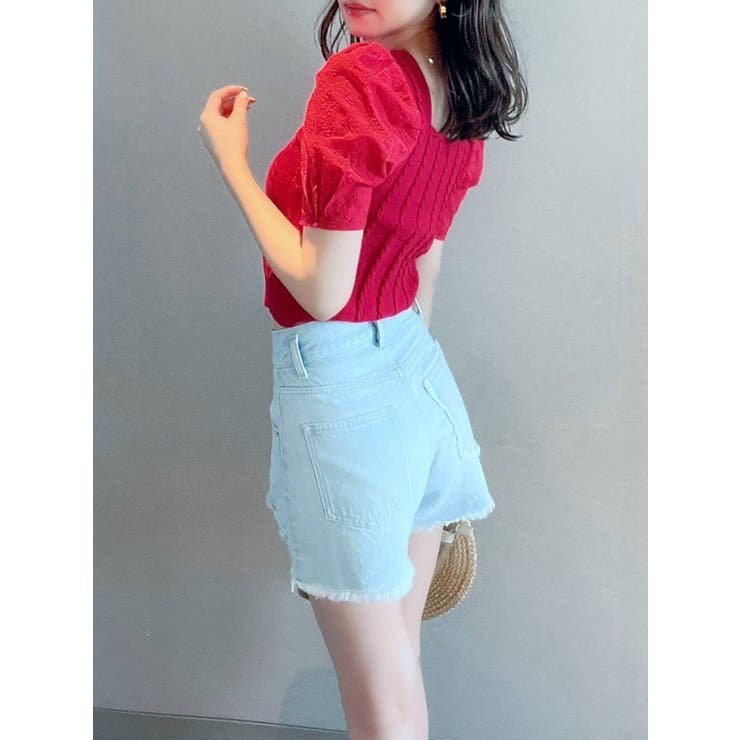 レッド | マテリアルミックスショートニット | RESEXXY