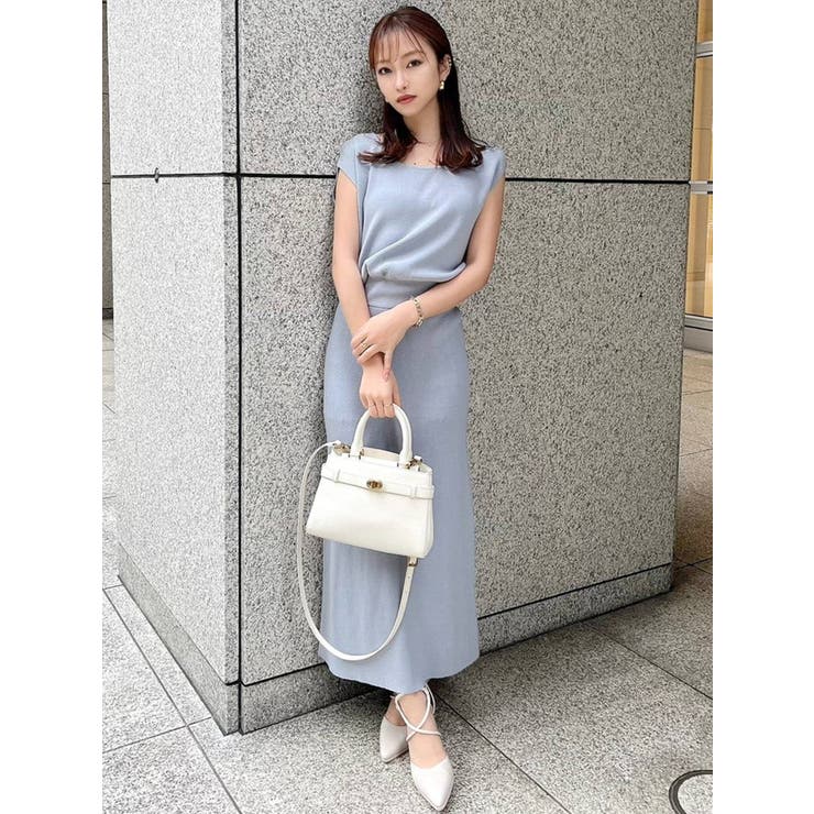 バックカシュクールニットワンピース[品番：MKSW0045343