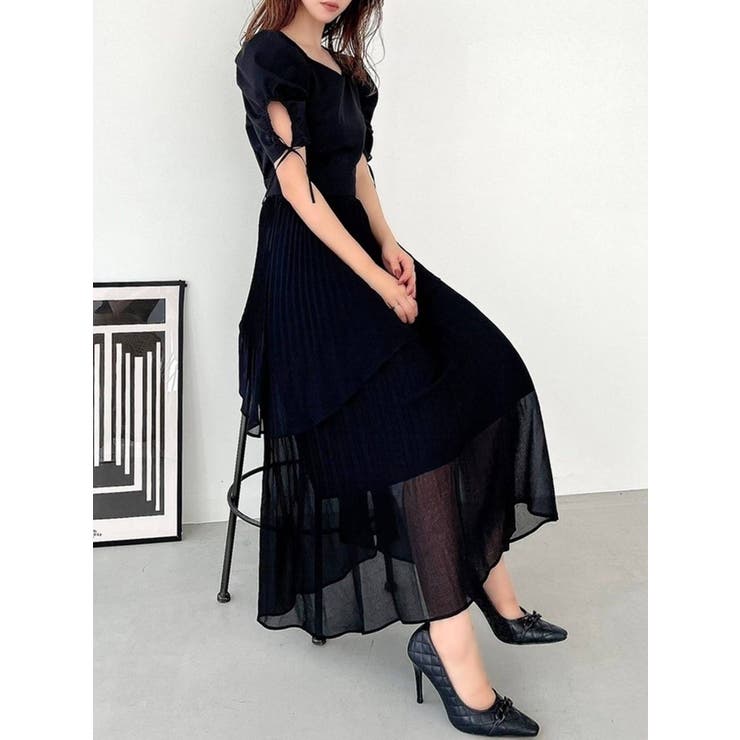 未使用タグ付✨M.＆KYOKO アシメ　ワンピース プリーツ　ワンピース antiqua アシメプリーツワンピ ワンピース レディース ロング