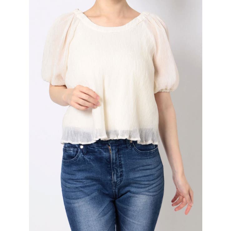 正規品♡ロブション♡レーヨン上下セット♡ブラック パワショルUネックブラウス[品番：MKSW0045871]｜RESEXXY