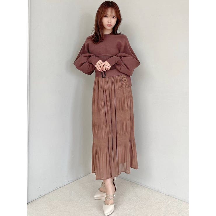 にスカート Resexxy マジョリカプリーツニットワンピース Cluco M カラー