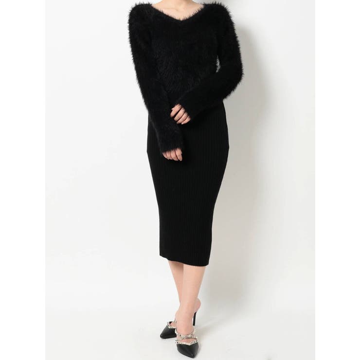 シャギーミディニットワンピース[品番：MKSW0047609]｜RESEXXY