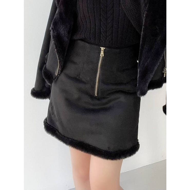 Darich フェイクムートンミニスカート　M ダーリッチ Darich 美シルエットミニスカート （サックス