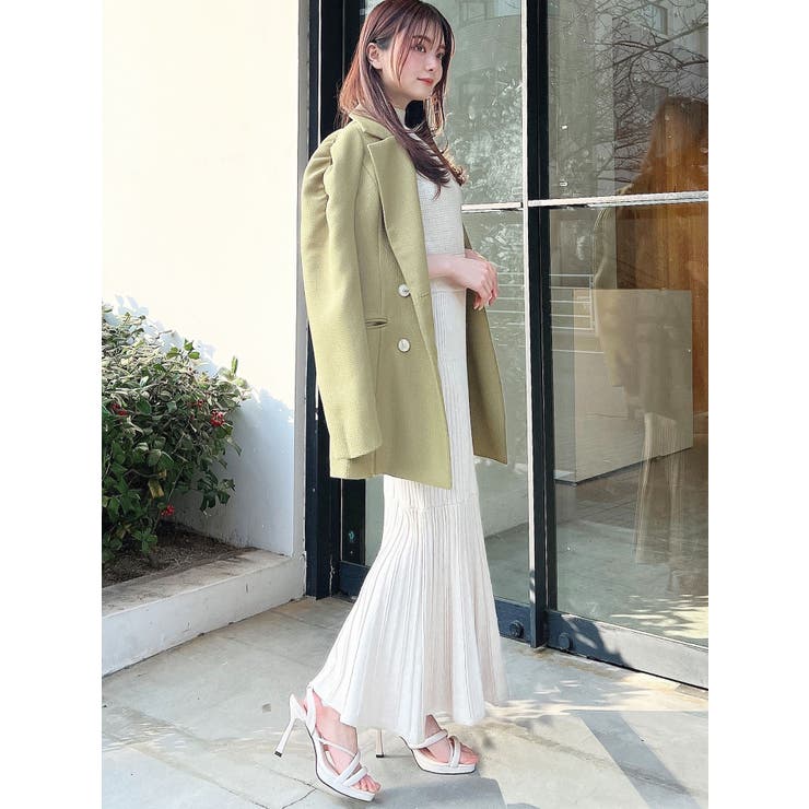 ショルダーギャザーツイードミディジャケット【セットアップ着用可能