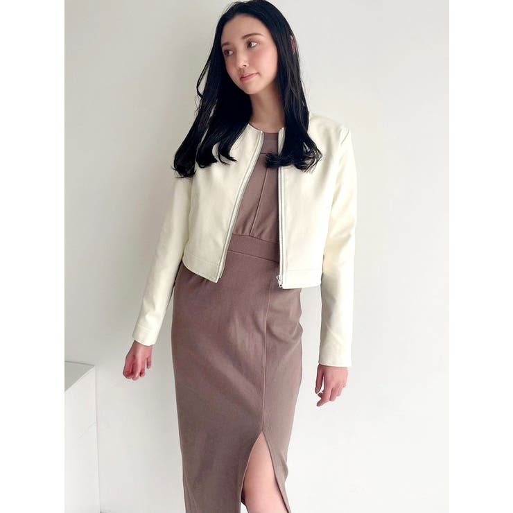 ノーカラーフェイクレザージャケット[品番：MKSW0049537]｜RESEXXY