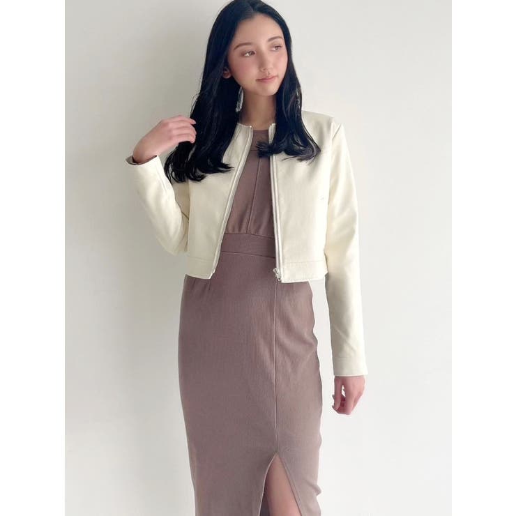 ノーカラーフェイクレザージャケット[品番：MKSW0049537]｜RESEXXY