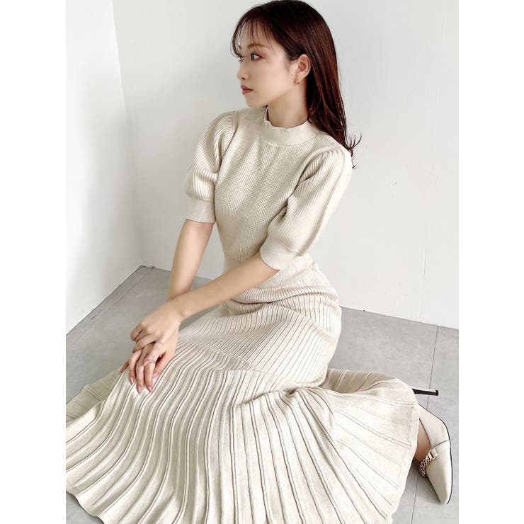 希少　ルメール　ニットワンピース ウエストマーク　リボン　五分丈 ベージュ XS 楽天市場】【OUTLET SALE】ワンピース《フロントスリットニット